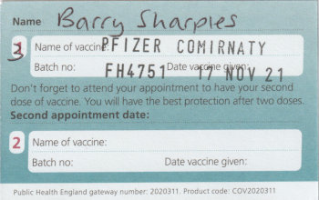 vaccination record card